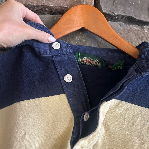 American eagle Vintage 90s Preppy Color block Striped Rugby Polo | Size L - Picture 5 of 10